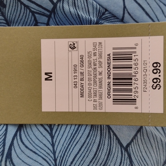 NWT Goodfellow & Co Tropical Print Midday Blue Plant V-Neck Shirt - Size M - Picture 5 of 6